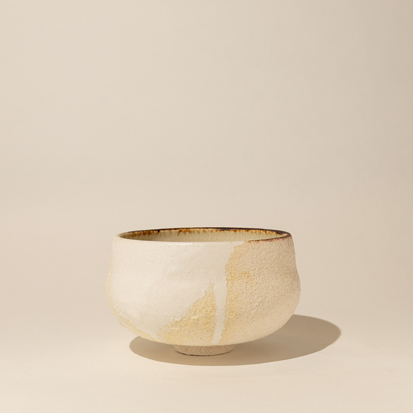 Goji Studios - Matcha Bowl - White & Beige with Brown Speckle